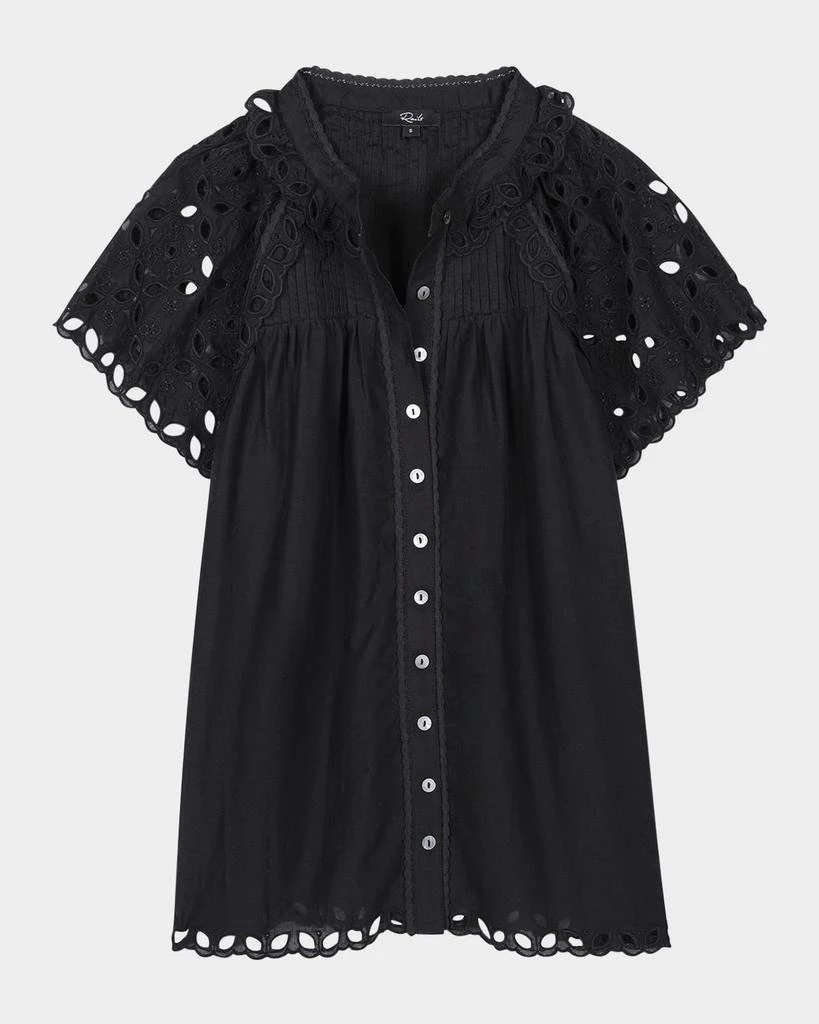 Rails Cerise Eyelet Flutter-Sleeve Blouse 1