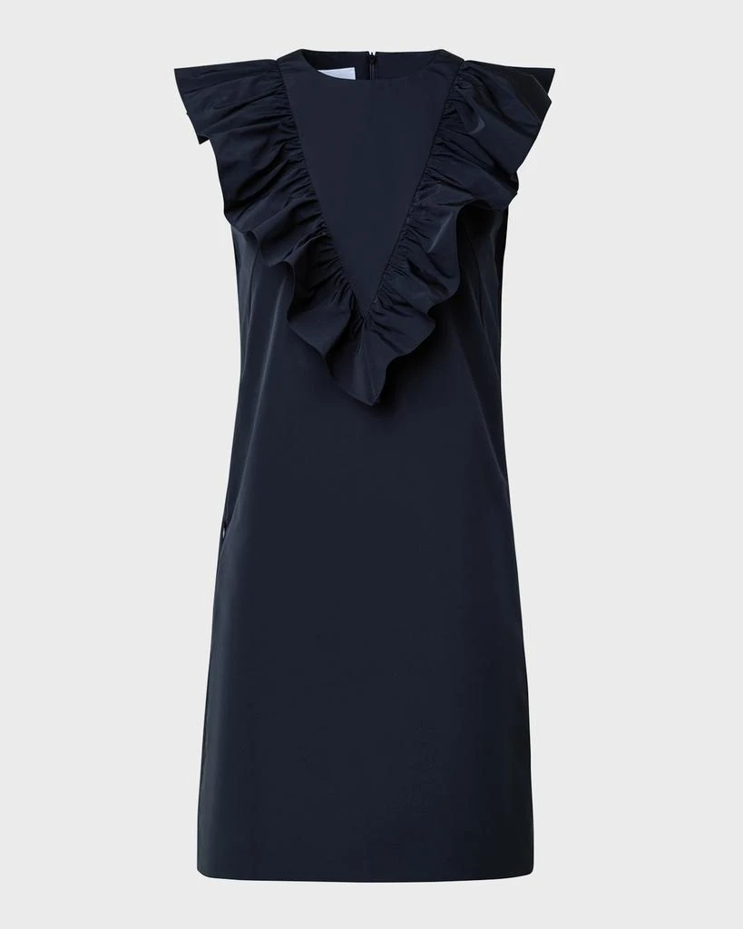 Akris Ruffle Sleeveless Cotton-Blend Sheath Dress 1