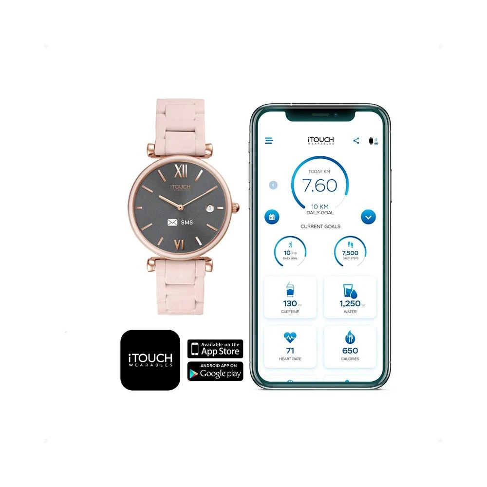 iTouch Connected Women's Hybrid Smartwatch Fitness Tracker: Rose Gold Case with Blush Metal Strap 38mm 7