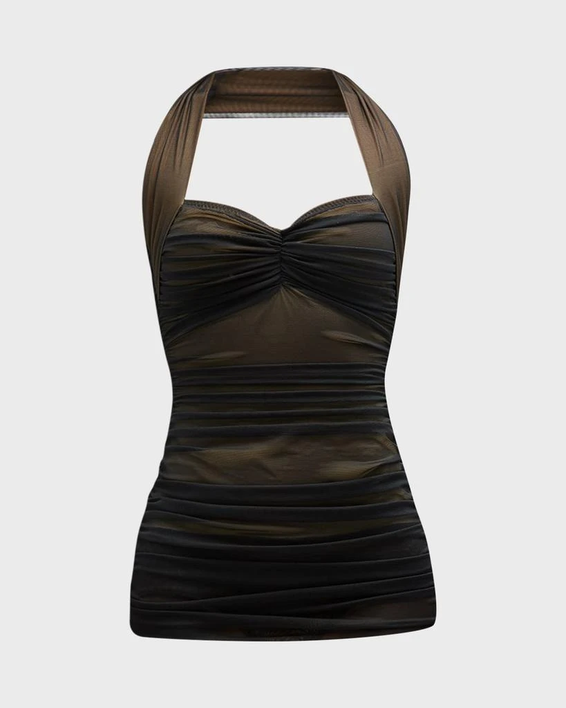 Norma Kamali Bill Mio Ruched Mesh One-Piece Swimsuit 1