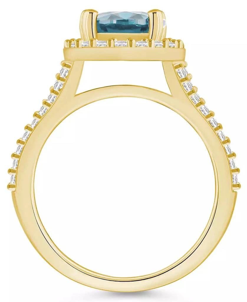 Macy's Aquamarine (2-1/2 ct. t.w.) and Diamond (3/4 ct. t.w.) Halo Ring in 14K Yellow Gold 3