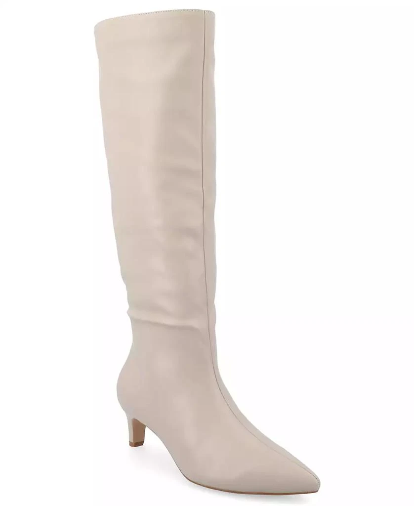 Journee Collection Women's Tullip Wide Width Wide Calf Kitten Heel Pointed Toe Knee High Dress Boots 1