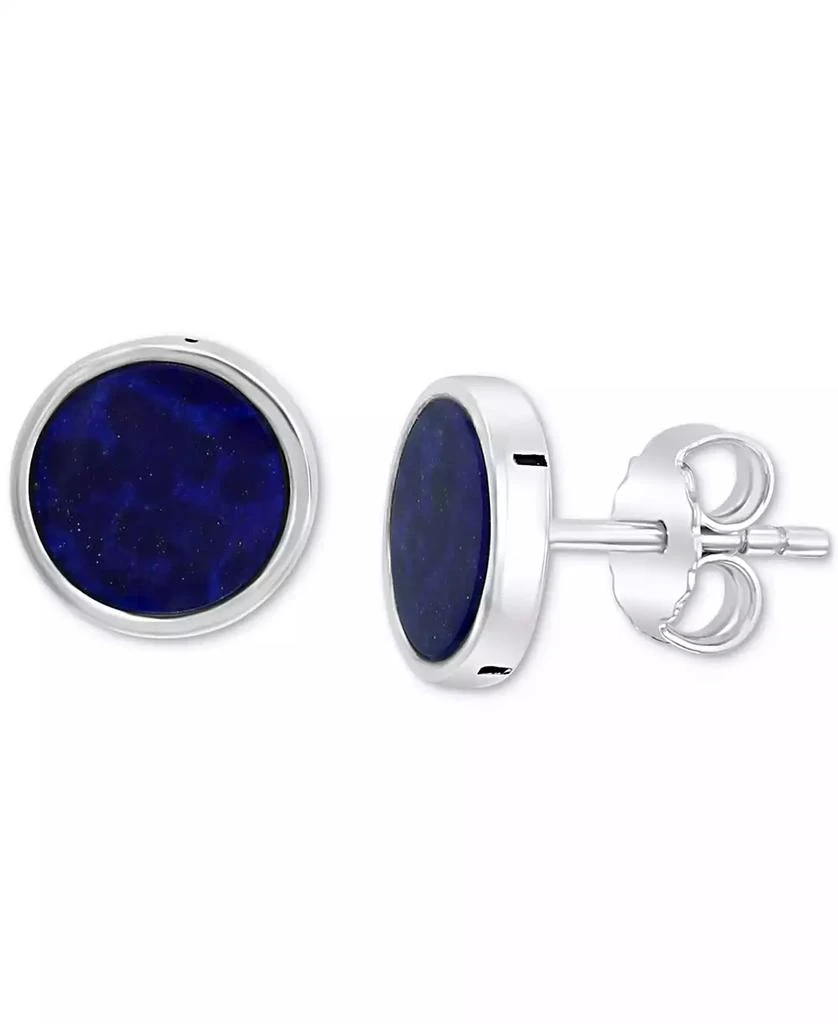 Effy EFFY® Men's Lapis Lazuli Stud Earrings in Sterling Silver (Also in Malachite) 1