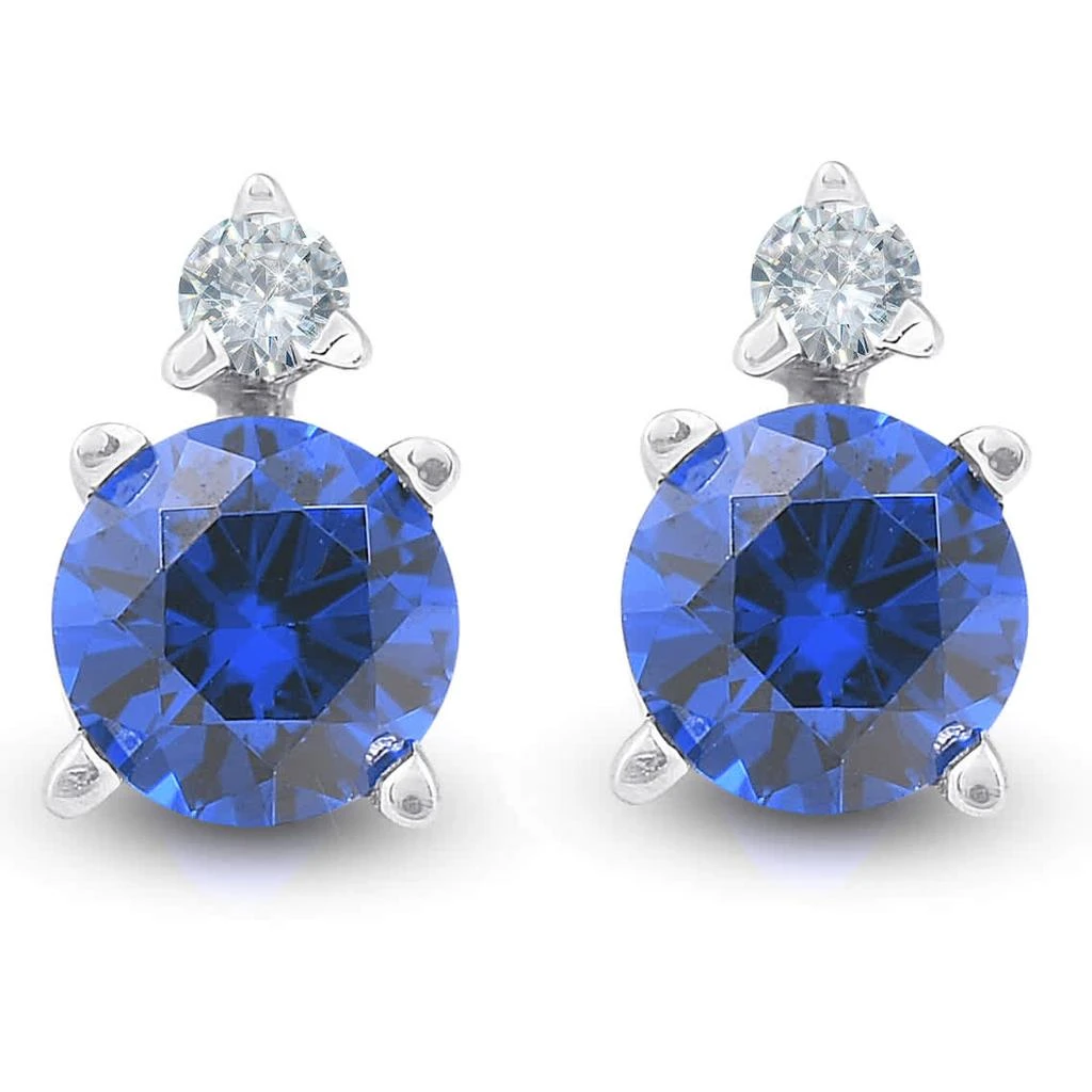 Pompeii3 3/4 cttw Diamond 
Synthetic Blue Sapphire Studs 14k White Gold Womens Earrings