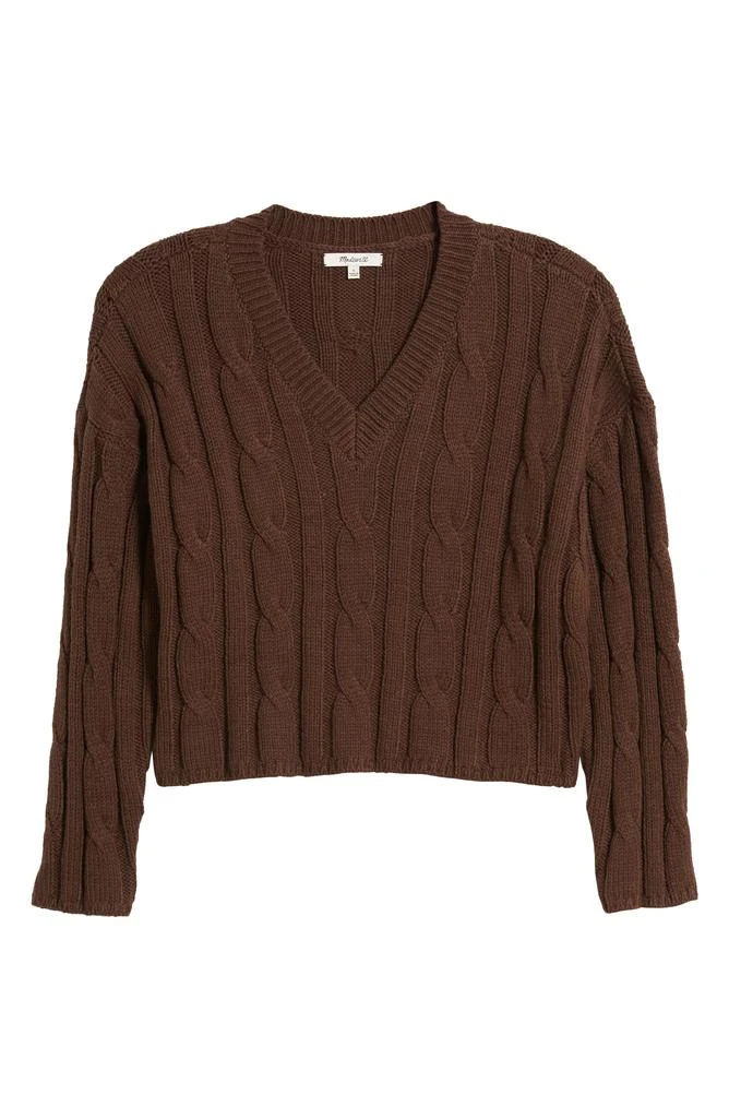 Madewell Cable Knit V-Neck Crop Sweater 5