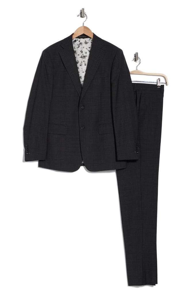English Laundry Plaid Trim Fit Notch Lapel Wool Blend Two-Piece Suit 4
