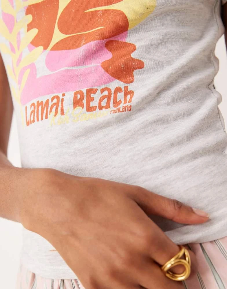 ASOS ASOS DESIGN baby tee with abstract art graphic in ice marl 4