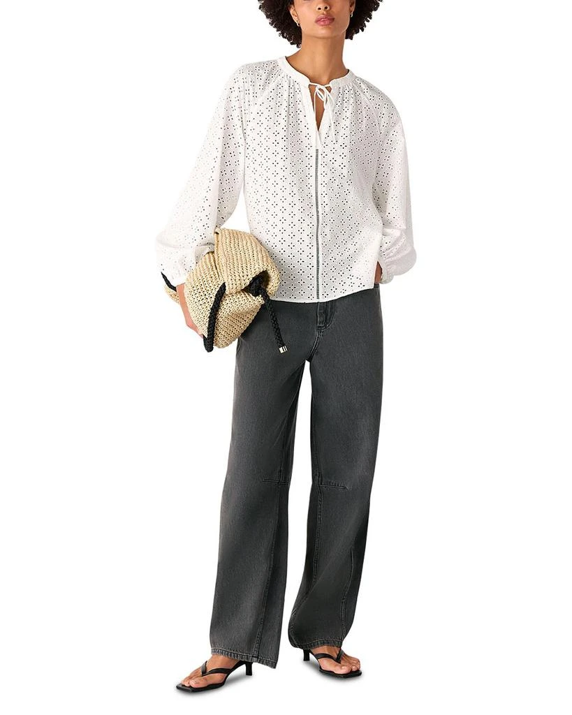Whistles Broderie Split Neck Blouse 5