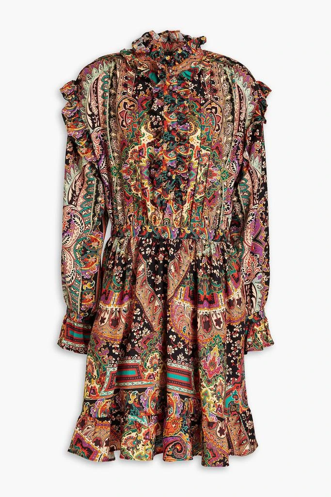 ETRO Ruffled printed wool and silk-blend twill mini dress 1