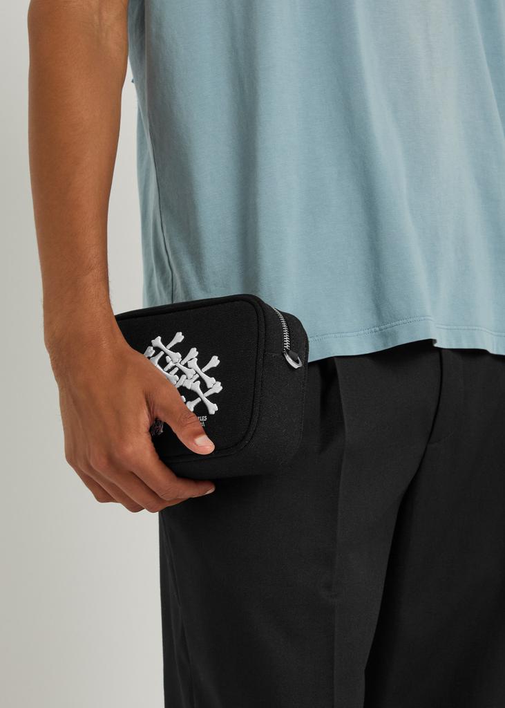 AMIRI Bones Stacked embroidered canvas camera bag - Shoulder Bags