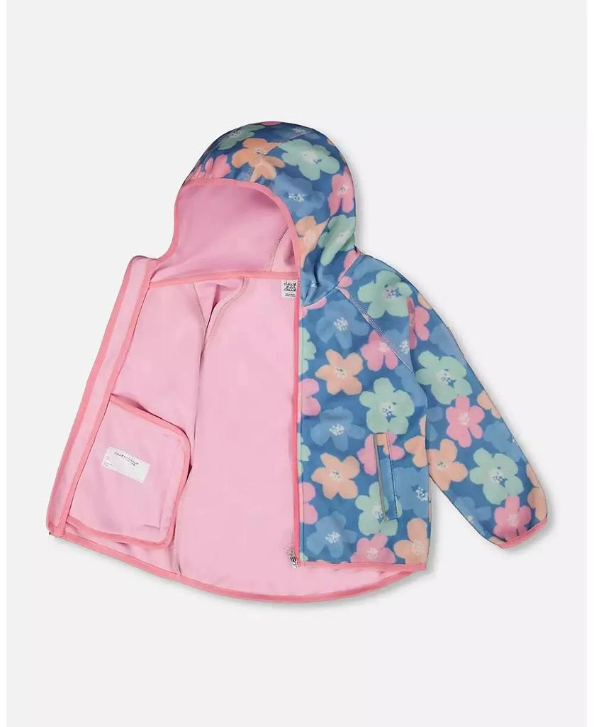 Deux par Deux Toddler Girls Softshell Jacket Blue Flower Print 2