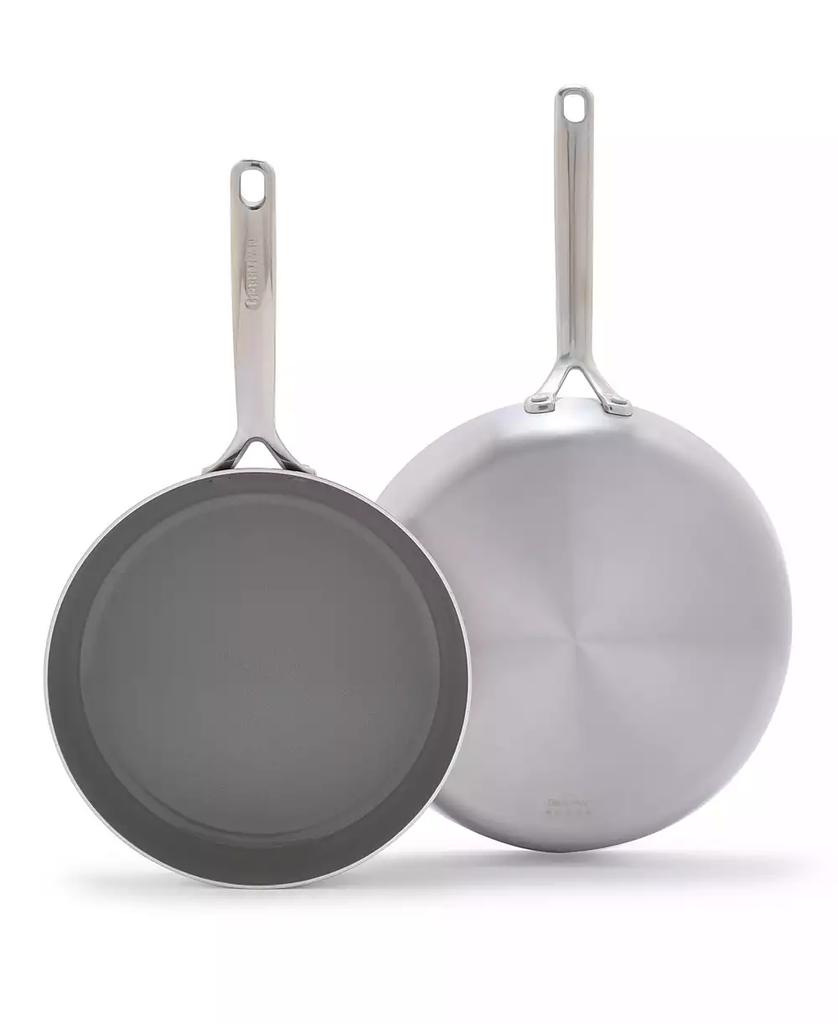 Greenpan GP5 Stainless Steel Healthy Ceramic Nonstick 2-Piece Fry pan Set, 10" and 12"