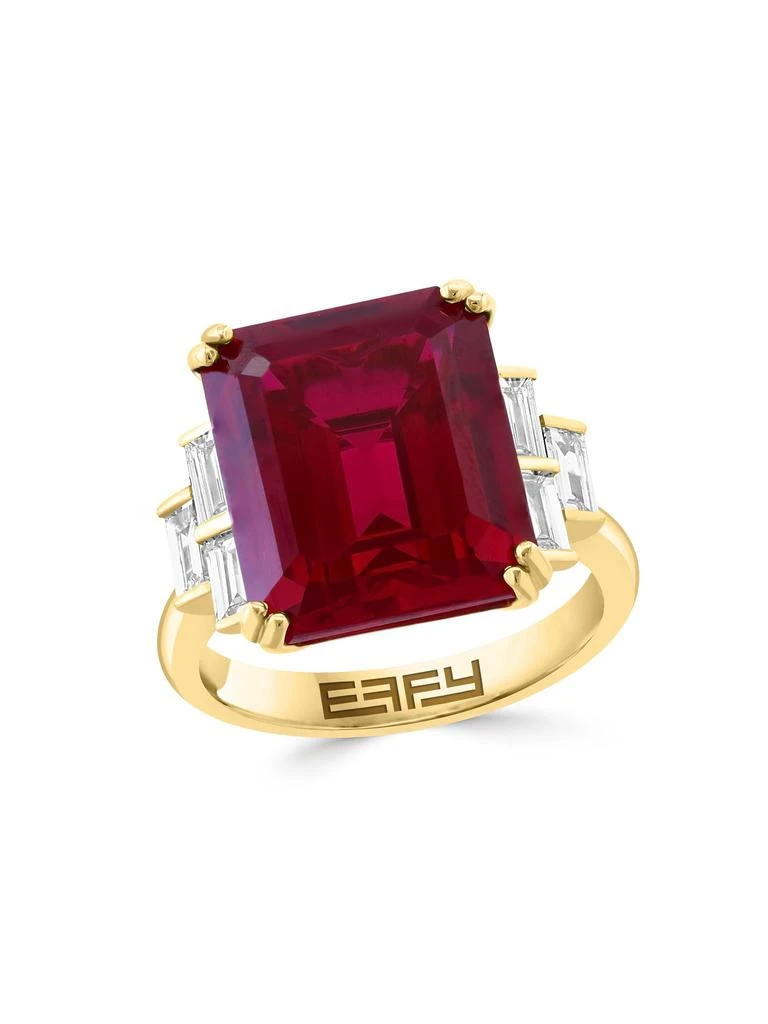Effy 14K Yellow Gold, Lab Grown Ruby 
Lab Grown Diamond Ring