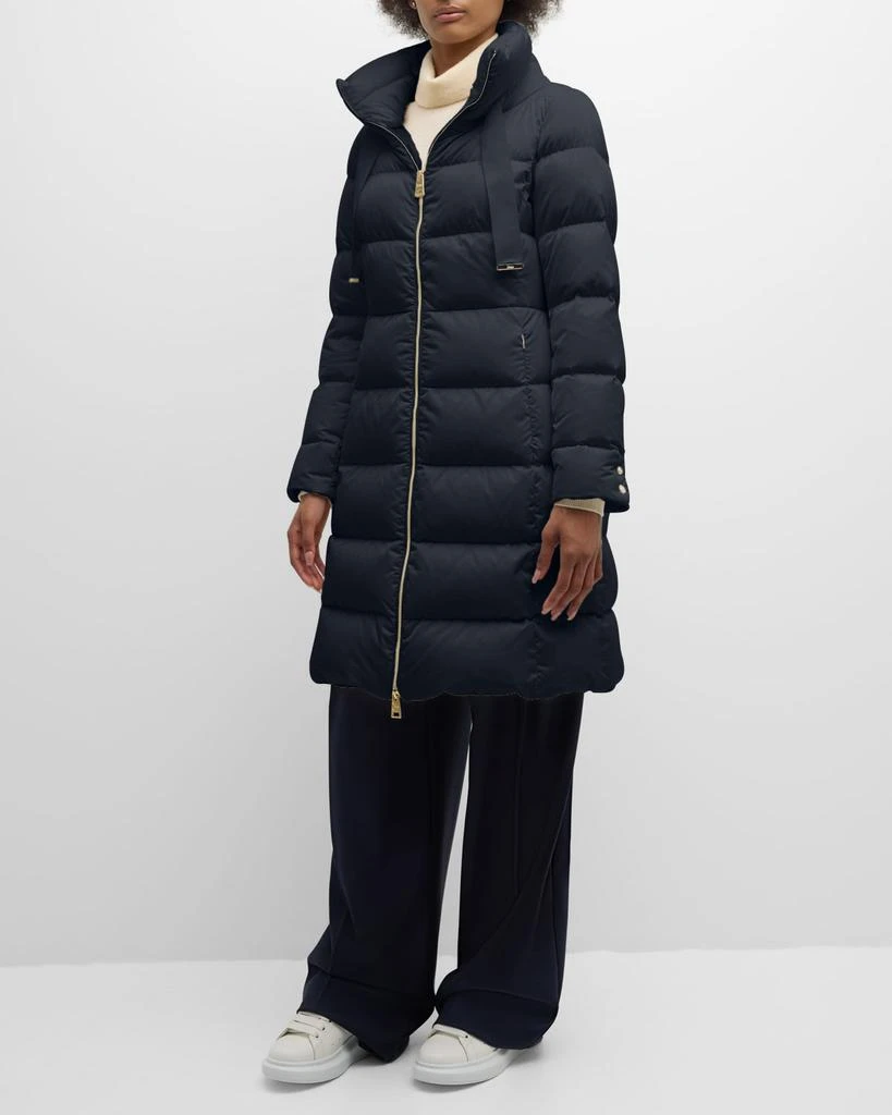 Herno Water-Resistant Sateen Nylon Long Hourglass Puffer Jacket 3