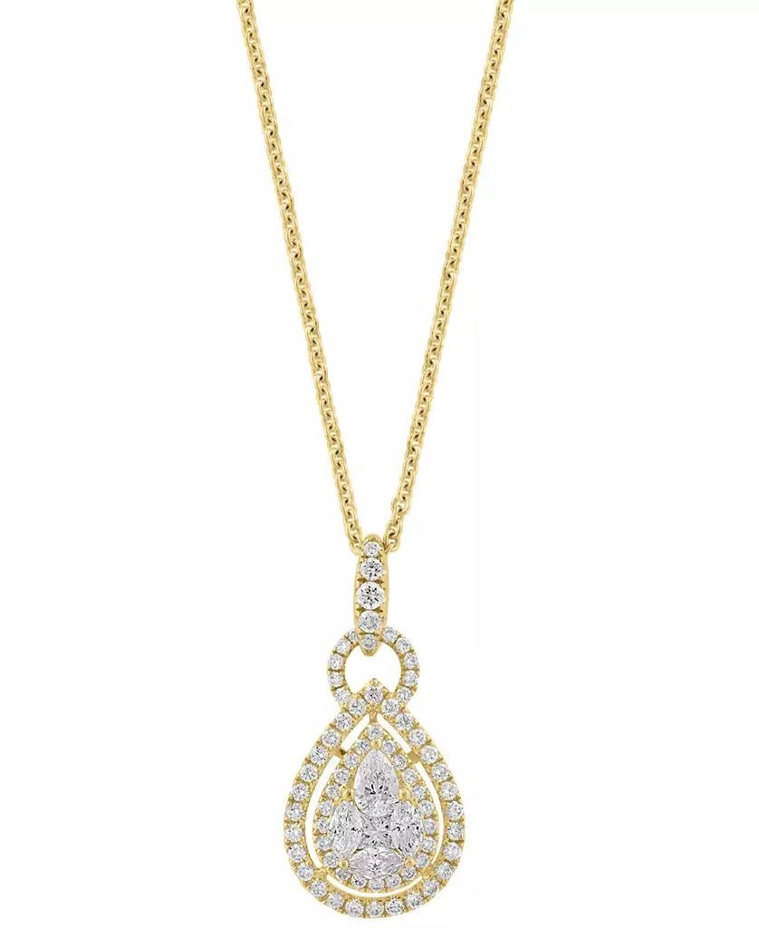 Effy EFFY® Diamond Mixed Cut Teardrop Halo 18" Pendant Necklace (1 ct. t.w.) in 14k Gold (Also in white gold) 3