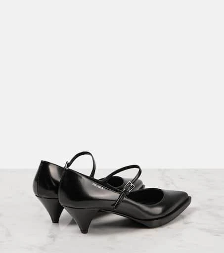 Prada Logo brushed leather Mary Jane pumps 2