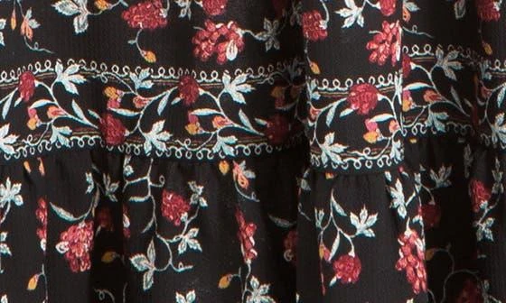 Max Studio V-Neck Short Puff Sleeve Floral Print Tiered Dress 5