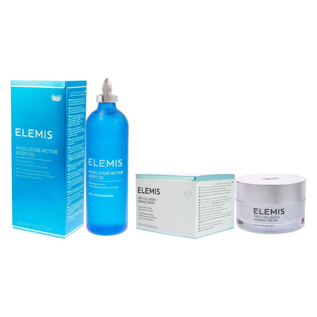 ELEMIS Musclease Active Body Oil and Pro-Collagen Marine Cream Kit by  for Unisex - 2 Pc Kit 3.4oz Body Oil, 3.3oz Anti-Age Cream 4