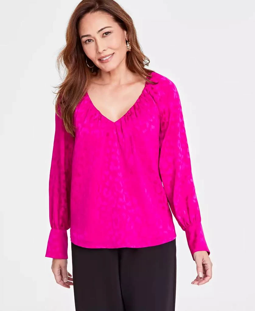 INC International Women's Pleated V-Neck Blouse, Created for Macy's 1