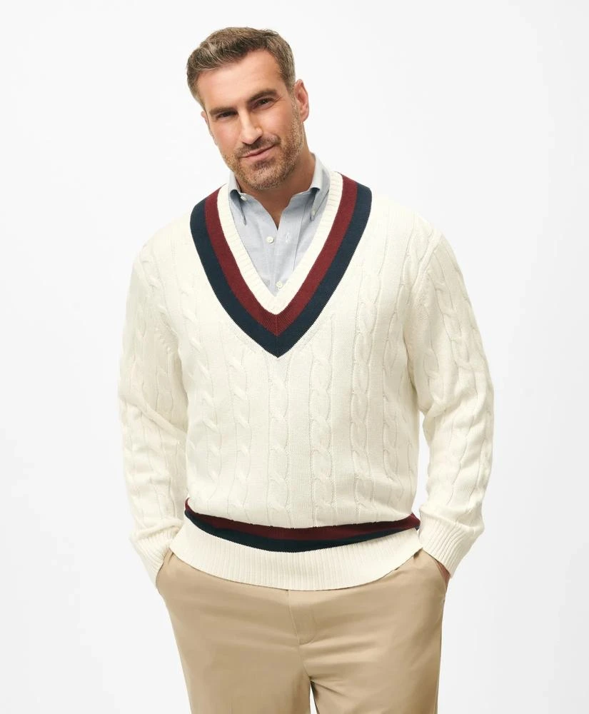 Brooks Brothers Big & Tall Supima® Cotton Cable Tennis Sweater 1