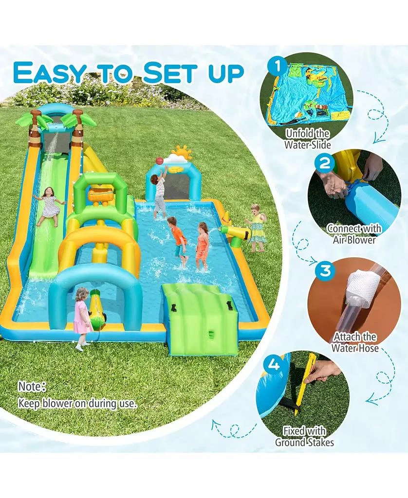 SUGIFT Inflatable Water Slide Tropical Theme Dual Slide Aqua Park with 680W Blower 6