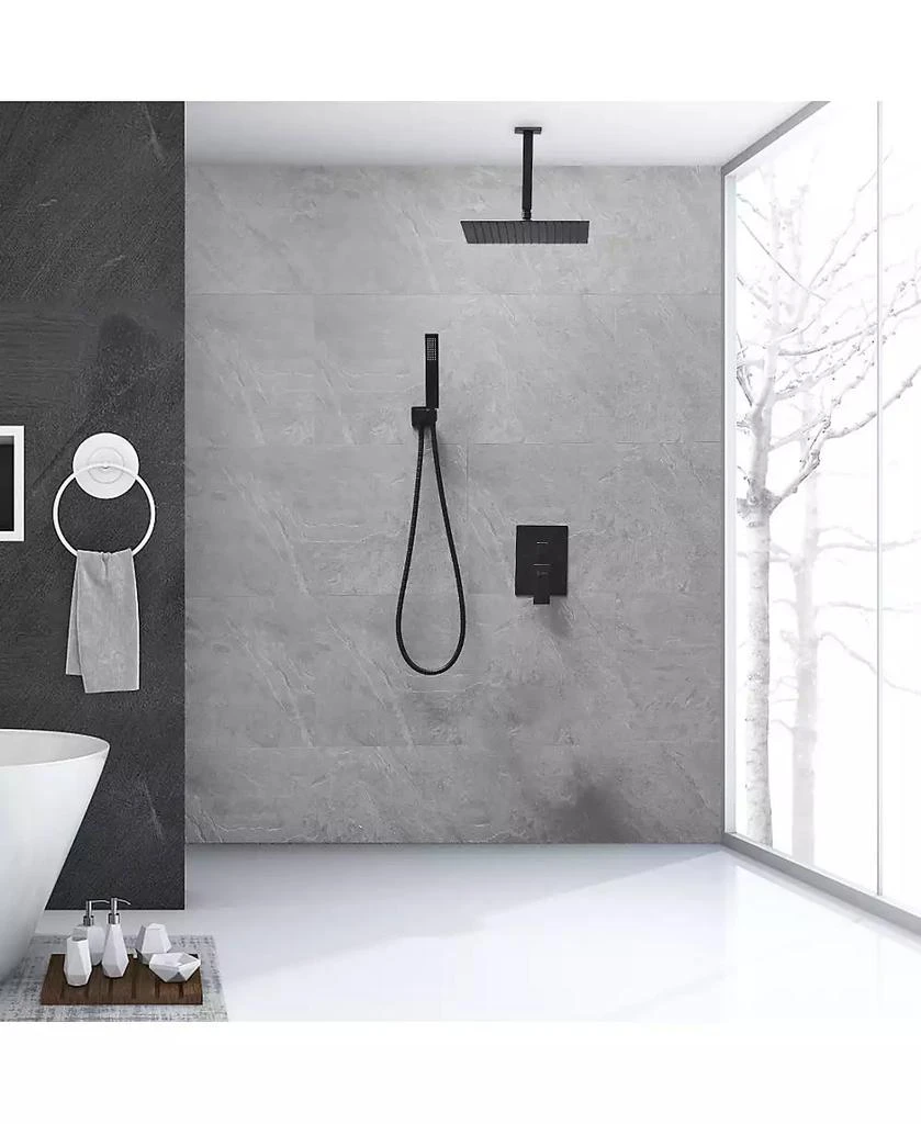 Greenspring Single-Handle 2-Spray Square High Pressure Shower Faucet with 16" Ceiling Shower Head in Chrome (Valve Included) 2