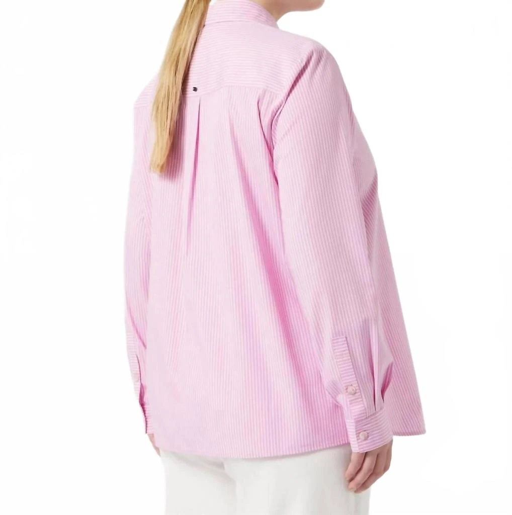 Marina Rinaldi Querce Stripe Embroidered Poplin Shirt In Pink Whi 2