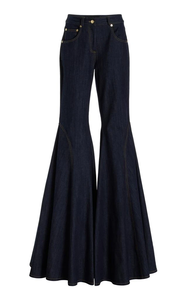 Sergio Hudson Sergio Hudson - Mid-Rise Rigid Denim Flared-Leg Jeans - Dark Wash - US 6 - Moda Operandi 1