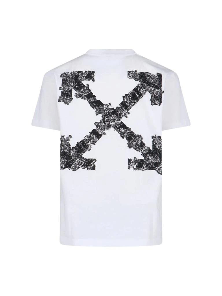 Off-White Graphic Crew Neck T-Shirt With Distressed Arrow Design 2