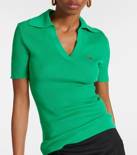 Vivienne Westwood Marina ribbed-knit cotton polo shirt 4
