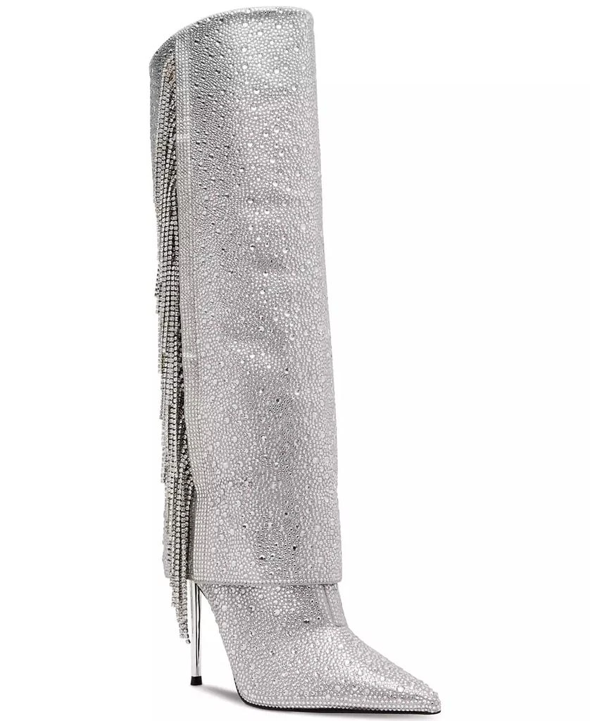 Steve Madden Women's Sanya Rhinestone Stiletto Cuffed Tall Dress Boots 1