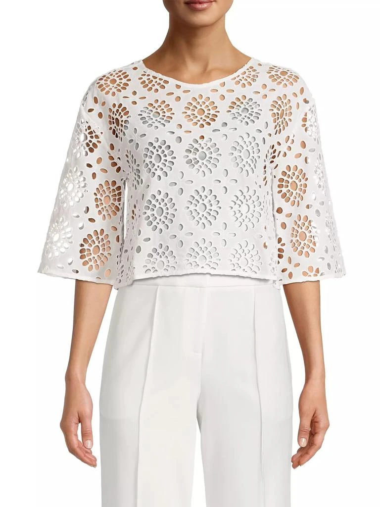 Anne Fontaine Calys Eyelet Cropped Blouse 3