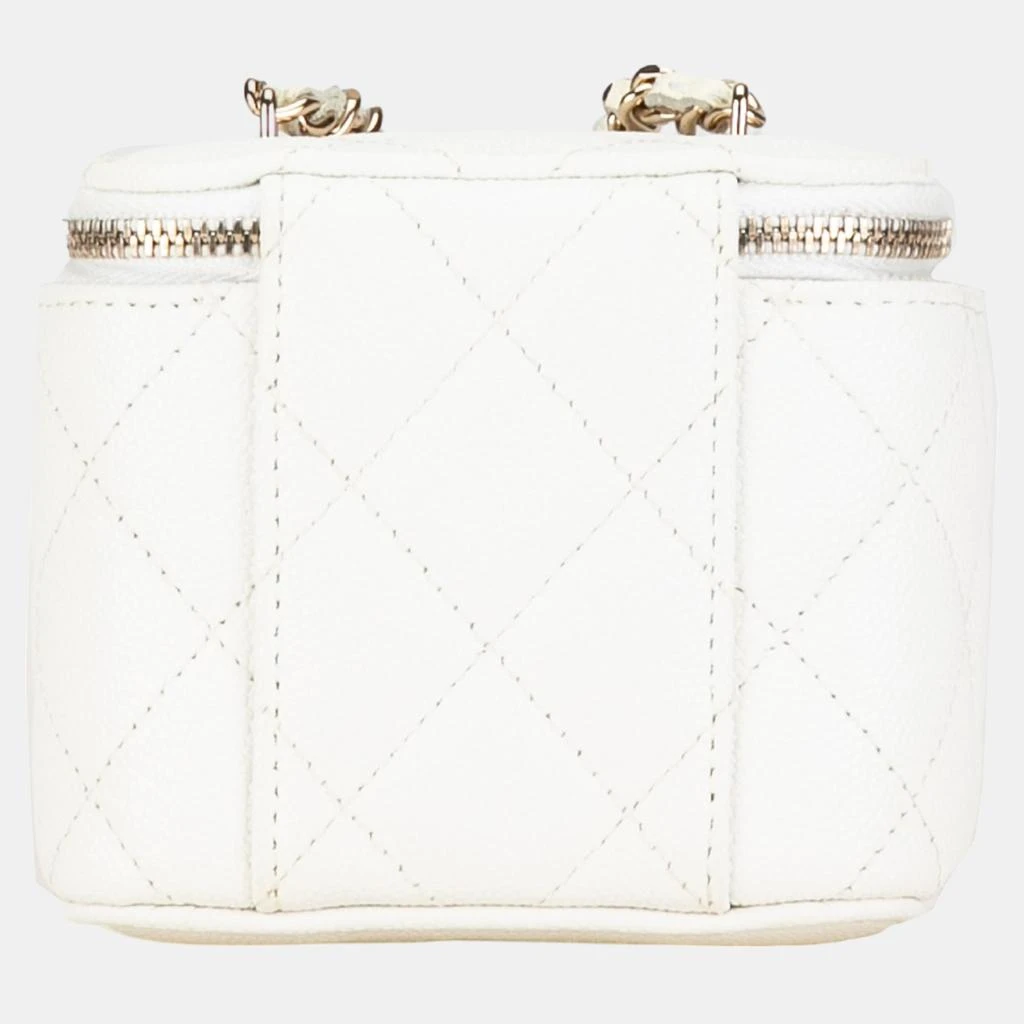 Chanel Chanel White Mini Caviar Vanity Case with Chain 3