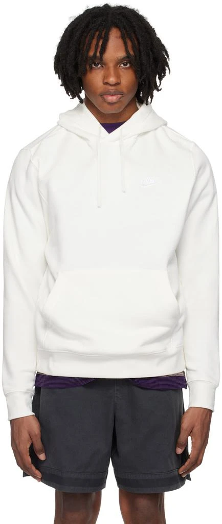 NIKE White Embroidered Hoodie 1