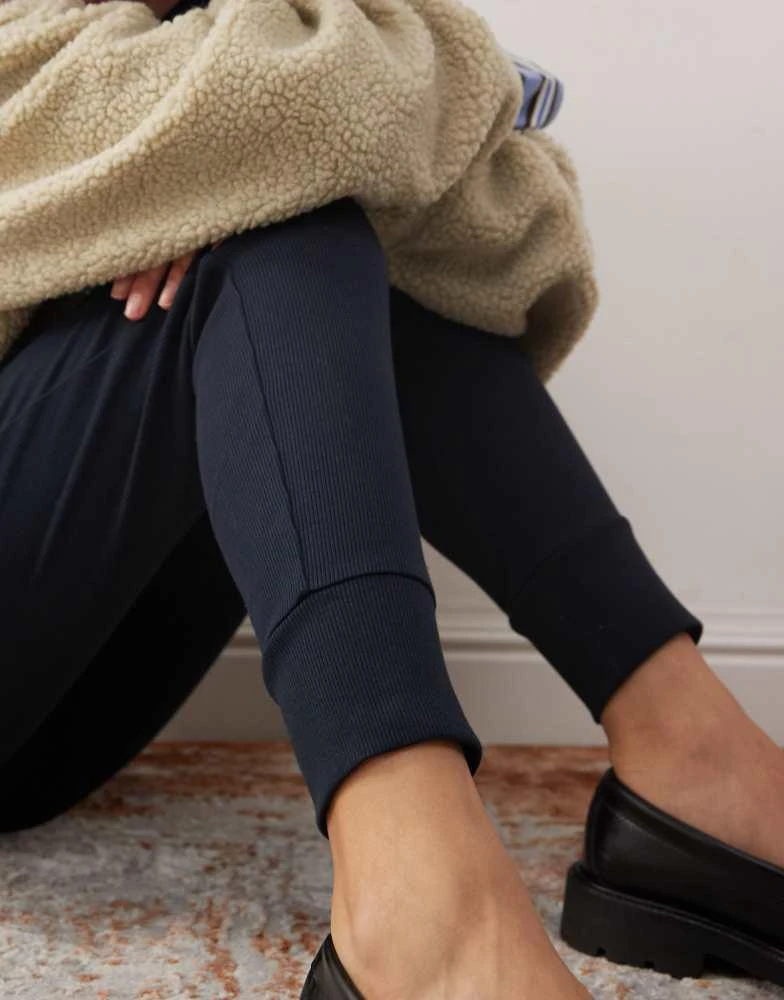 COLLUSION COLLUSION heavyweight ribbed legging in dark grey with deep cuff 5