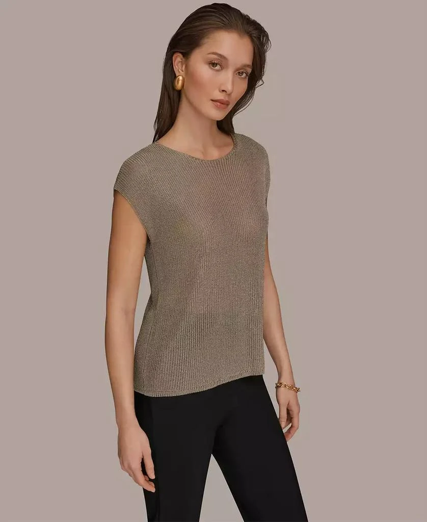 Donna Karan Women
s Sleeveless Metallic Crew Neck Sweater 3