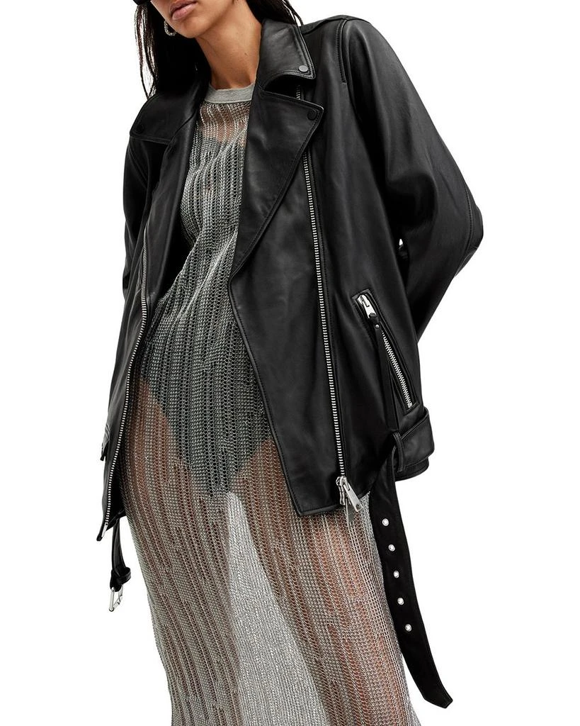 ALL SAINTS Billie Leather Oversized Biker Jacket 5