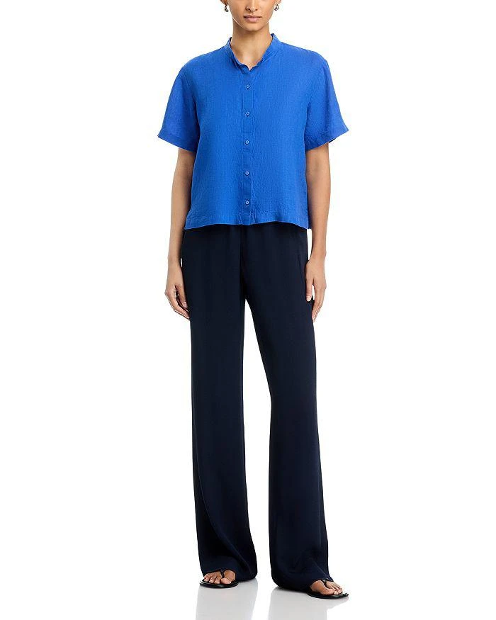 Eileen Fisher Mandarin Collar Short Sleeve Shirt 2