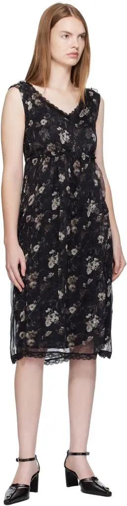 R13 Black Sleeveless V-Neck Midi Dress 4