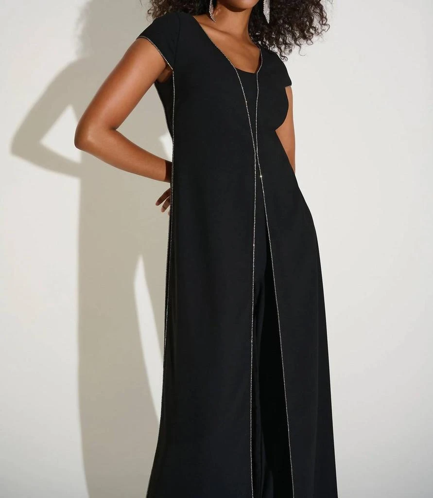 JOSEPH RIBKOFF Joseph Ribkoff - Rhinestone Trim Split Panel Jumpsuit 3