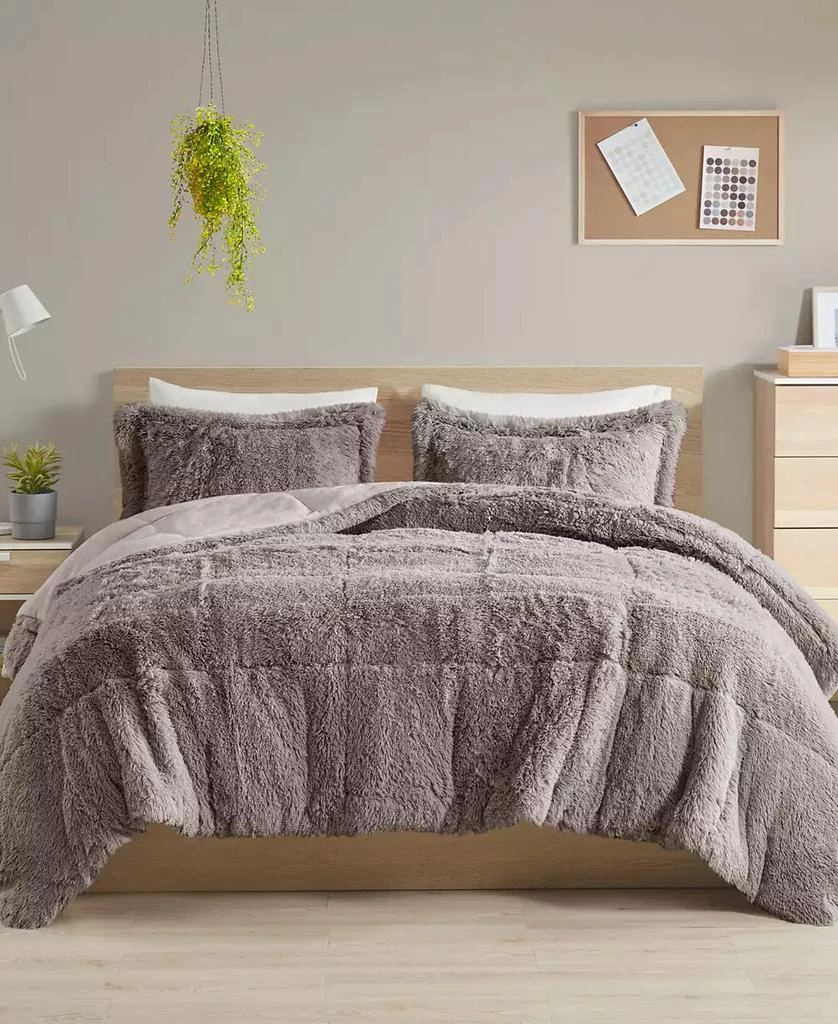 Macy's Malea Shaggy Faux-Fur 2-Pc. Comforter Set 1