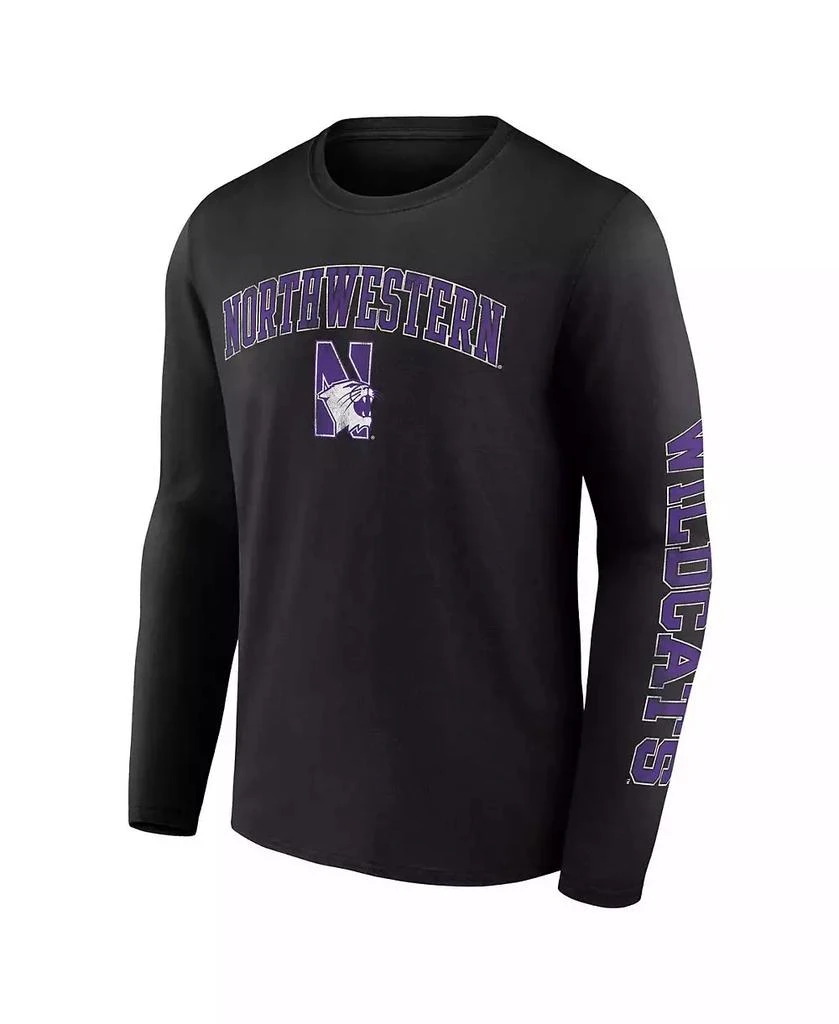Fanatics Men's Black Northwestern Wildcats Distressed Arch Over Logo Long Sleeve T-shirt 2