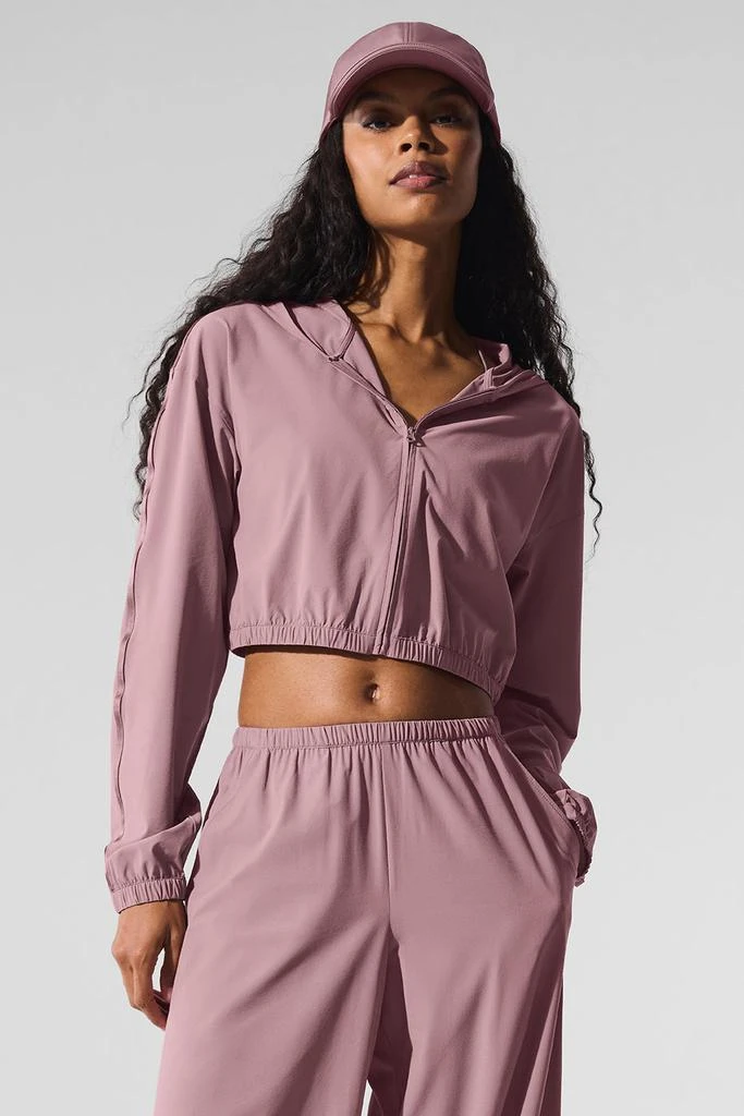 Alo Cropped Breezy Full-Zip Hoodie - Smoky Quartz 6