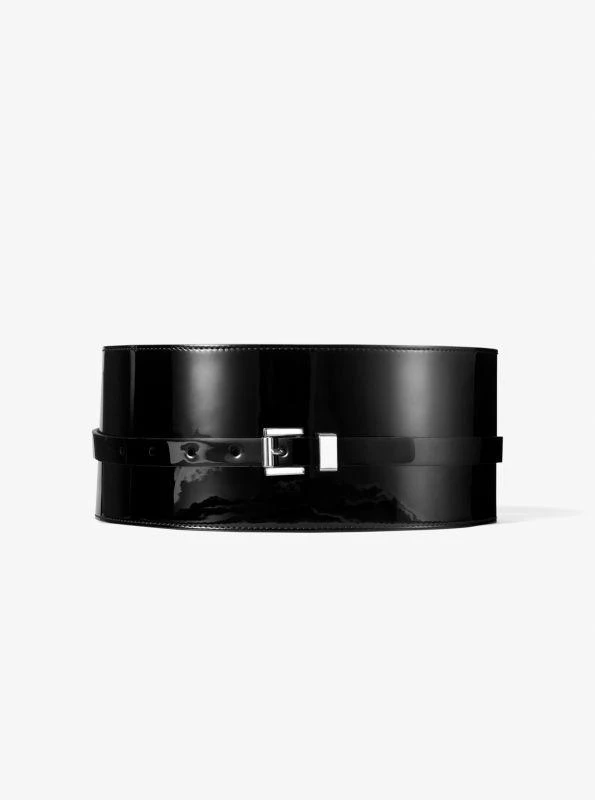 Michael Kors Collection Black Patent Leather Wide Belt Buy Michael Kors Collection Black Wide Waist Belt in Patent  main image 3
