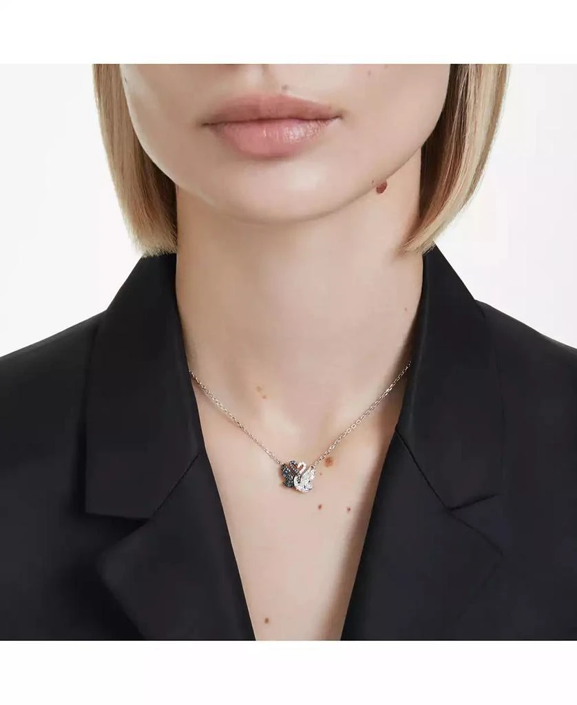 Swarovski Swan Black, Rhodium Plated Pendant Necklace 5