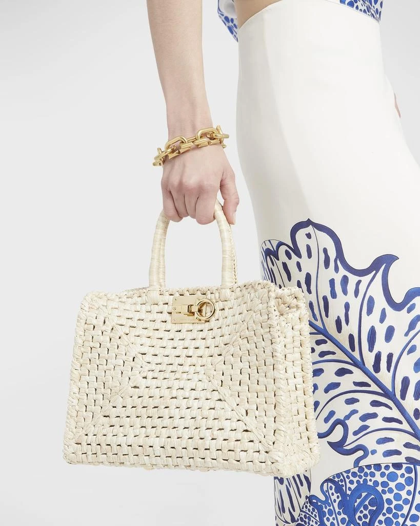 Salvatore Ferragamo The Studio Raffia Basket Top-Handle Bag 2