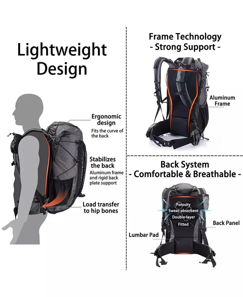 Naturehike 40L+5L Hiking Backpack – Waterproof, Lightweight Mountain Bag with Rain Cover
Shoe Compartment for Camping
Travel 6