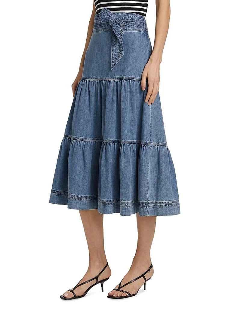 VERONICA BEARD Armida Cotton Tiered A-Line Midi-Skirt 4