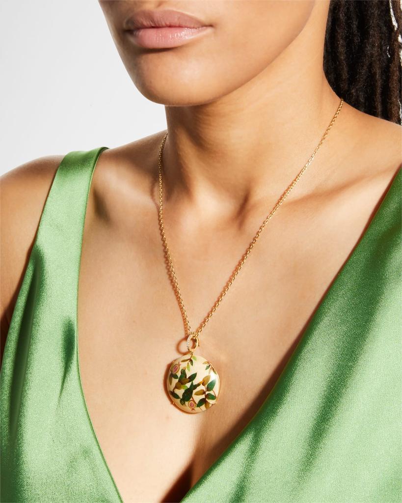 Silvia Furmanovich x MOYE 18K Yellow Gold Necklace with Diamonds and Marquetry Pendant