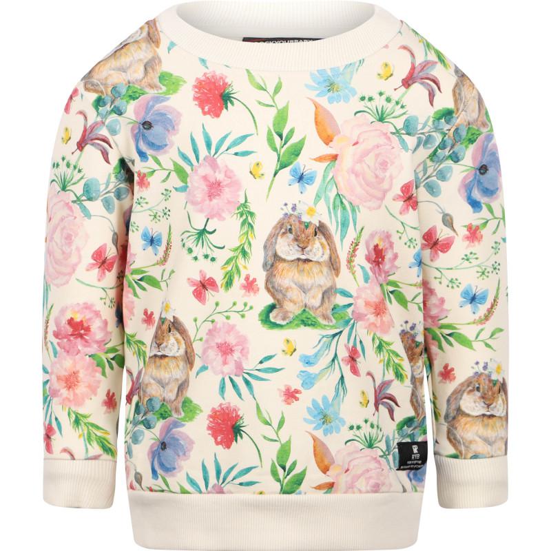 Rock Your Baby Bunny and flowers logo sweatshirt in off white